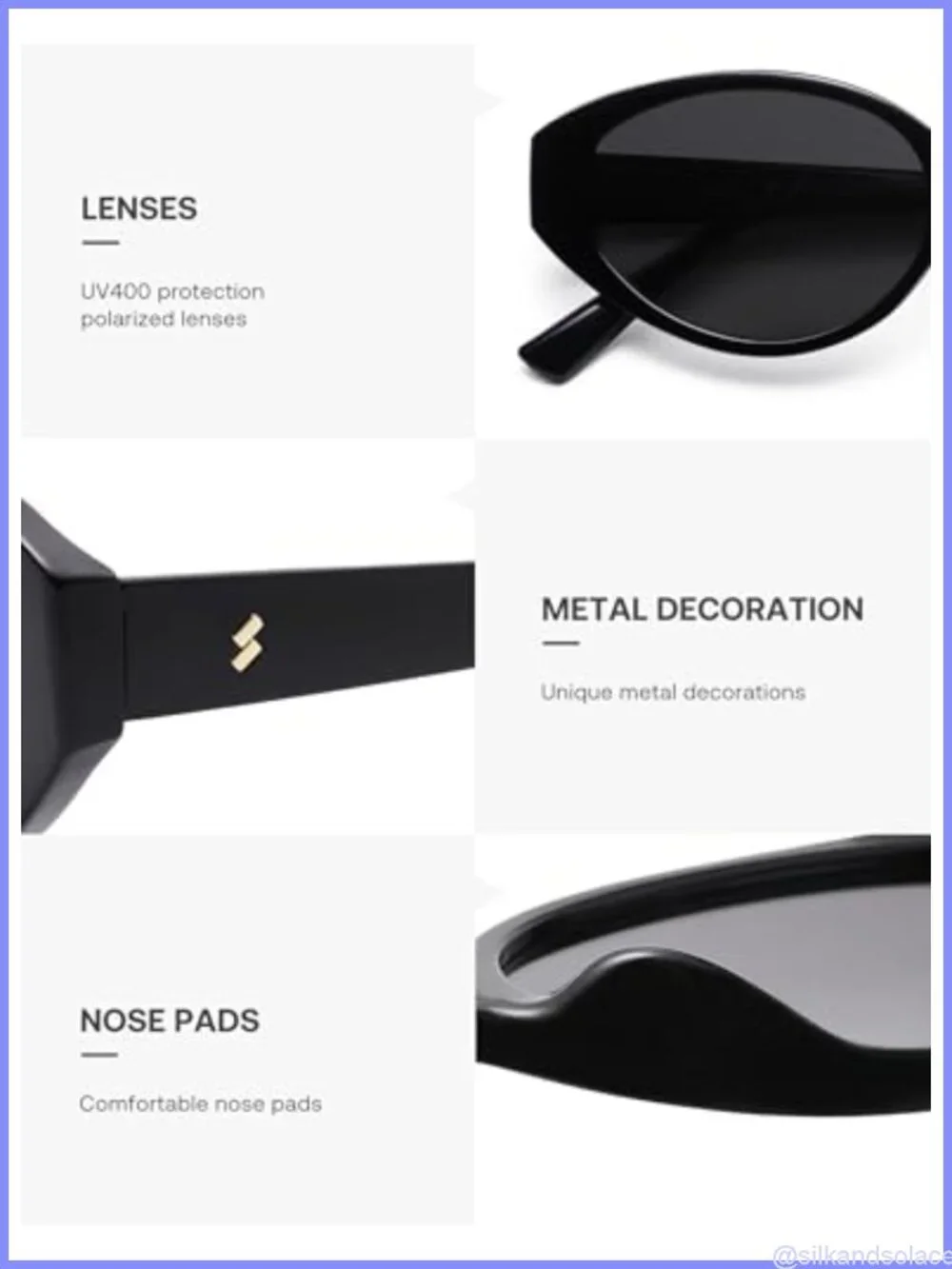 Retro Oval Cat Eye Polarized Sunglasses UV400 Lightweight Unbranded